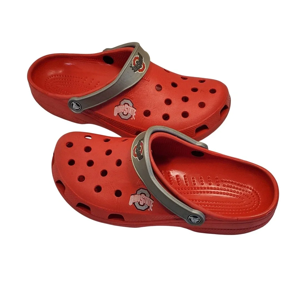 Crocs Ohio State Buckeyes Clogs Red Grey Mens Size 10-11 NCAA Collegiate Shoes